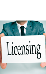 Man holding license sign