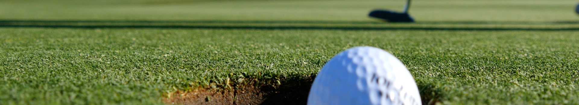 Close up of Golf ball in hole