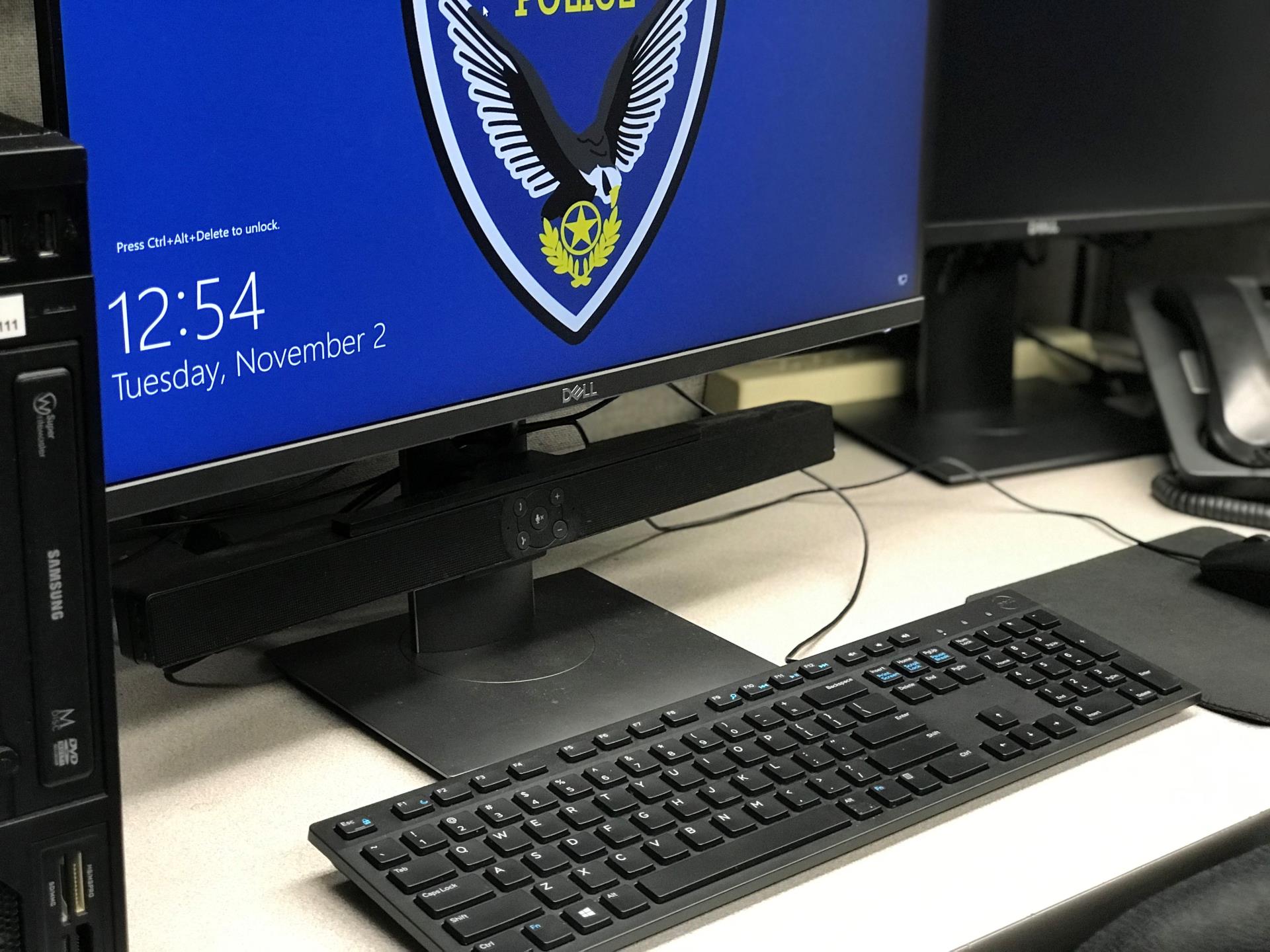 computer desk and keyboard