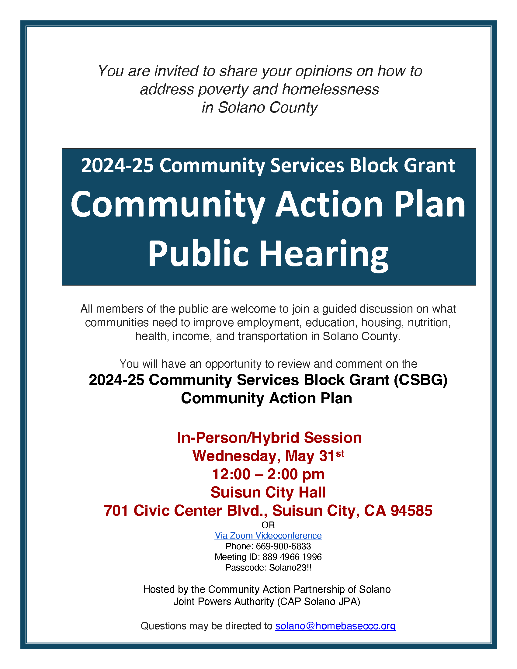 CAP Solano Public Hearing flyer 2024-25