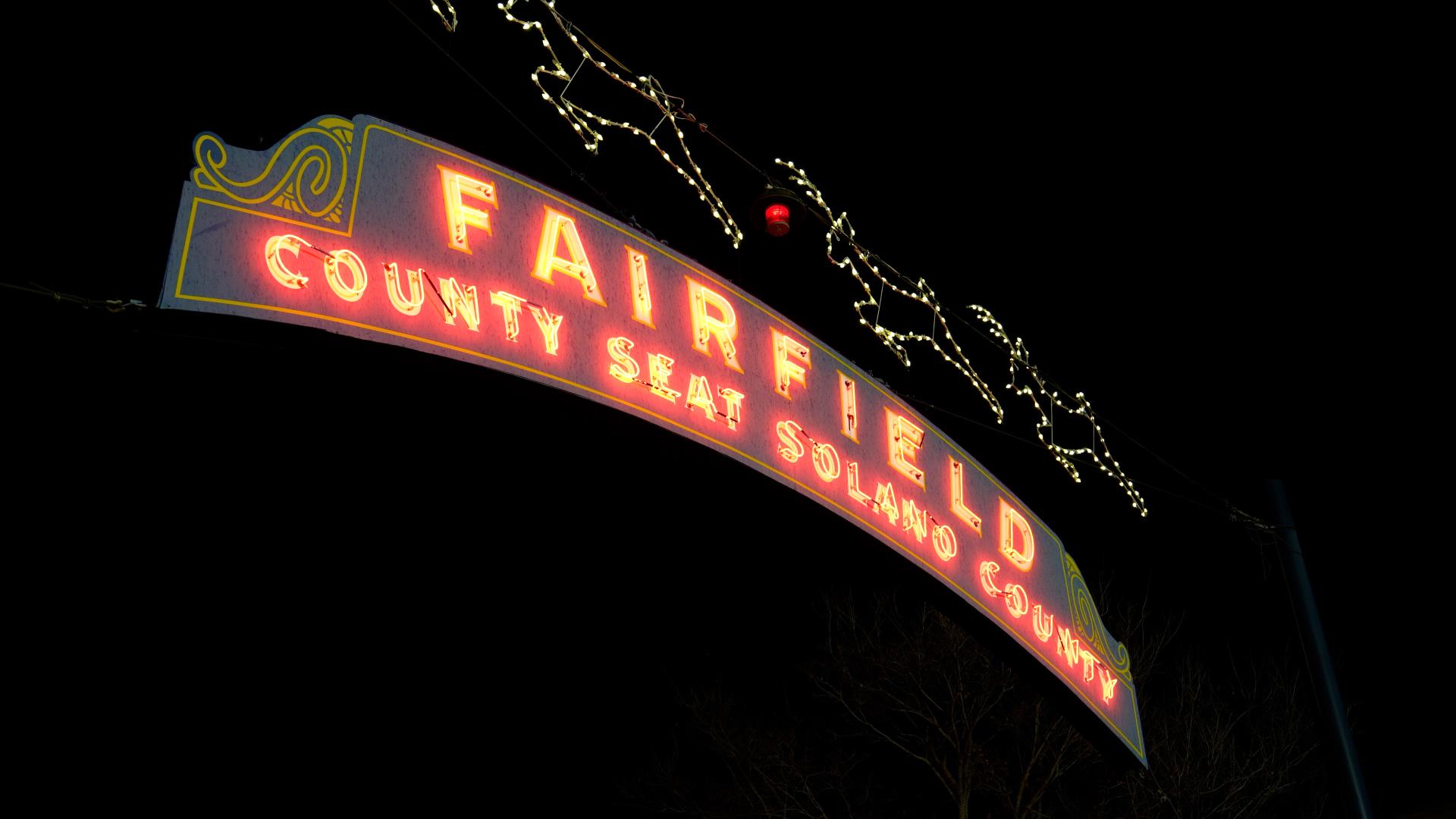 Downtown arch at night